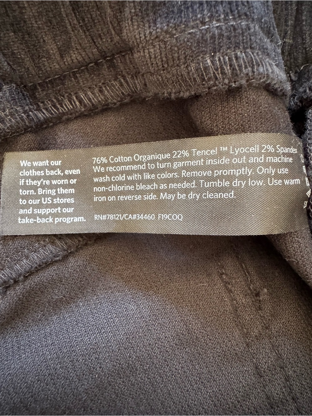 NWT Eileen Fisher Organic Cotton Tencel Corduroy Jegging Black Sz XL - Picture 8 of 10